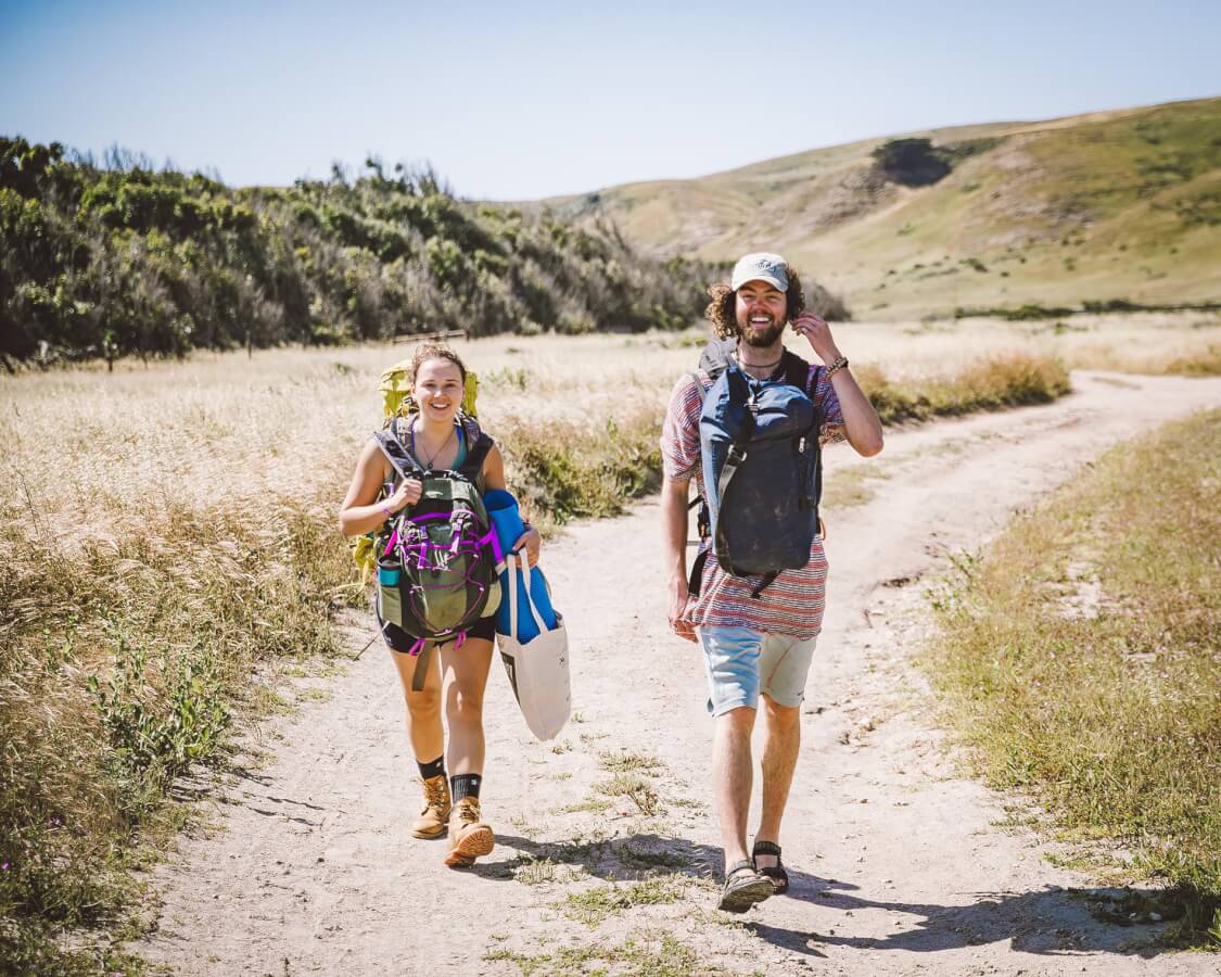 Hiking at Channel Islands National Park Two hikers on the Torrey Pines trail