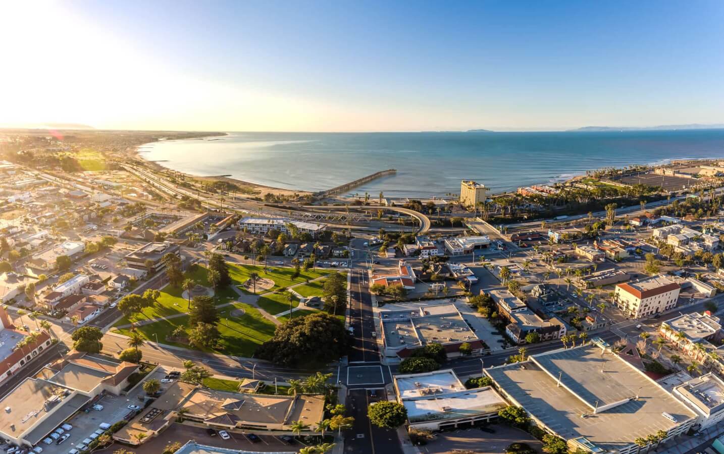 How to Get to Ventura | Planes, Trains, and Cars aerial shot of downtown ventura