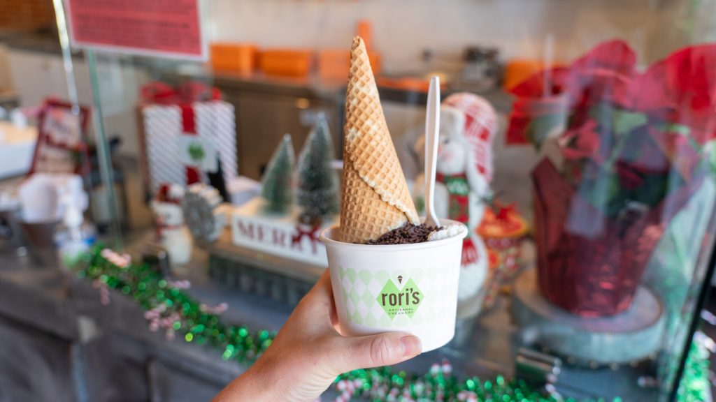 6 Holiday Treats to Make the Season Sweeter in Ventura Rori's White Chocolate Candy Cane Bark ice cream, holiday treats in Ventura
